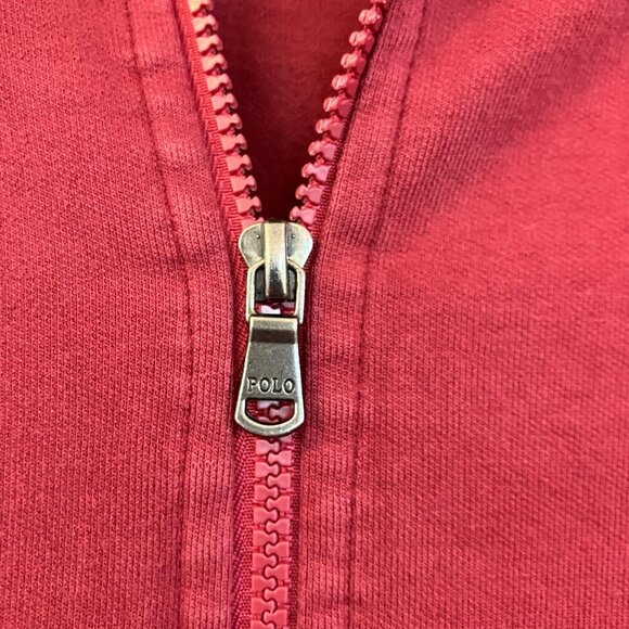 Polo Ralph Lauren Womens Full Zip Burgundy White Small Pony Hoodie XL Red SP EXC - Picture 8 of 11